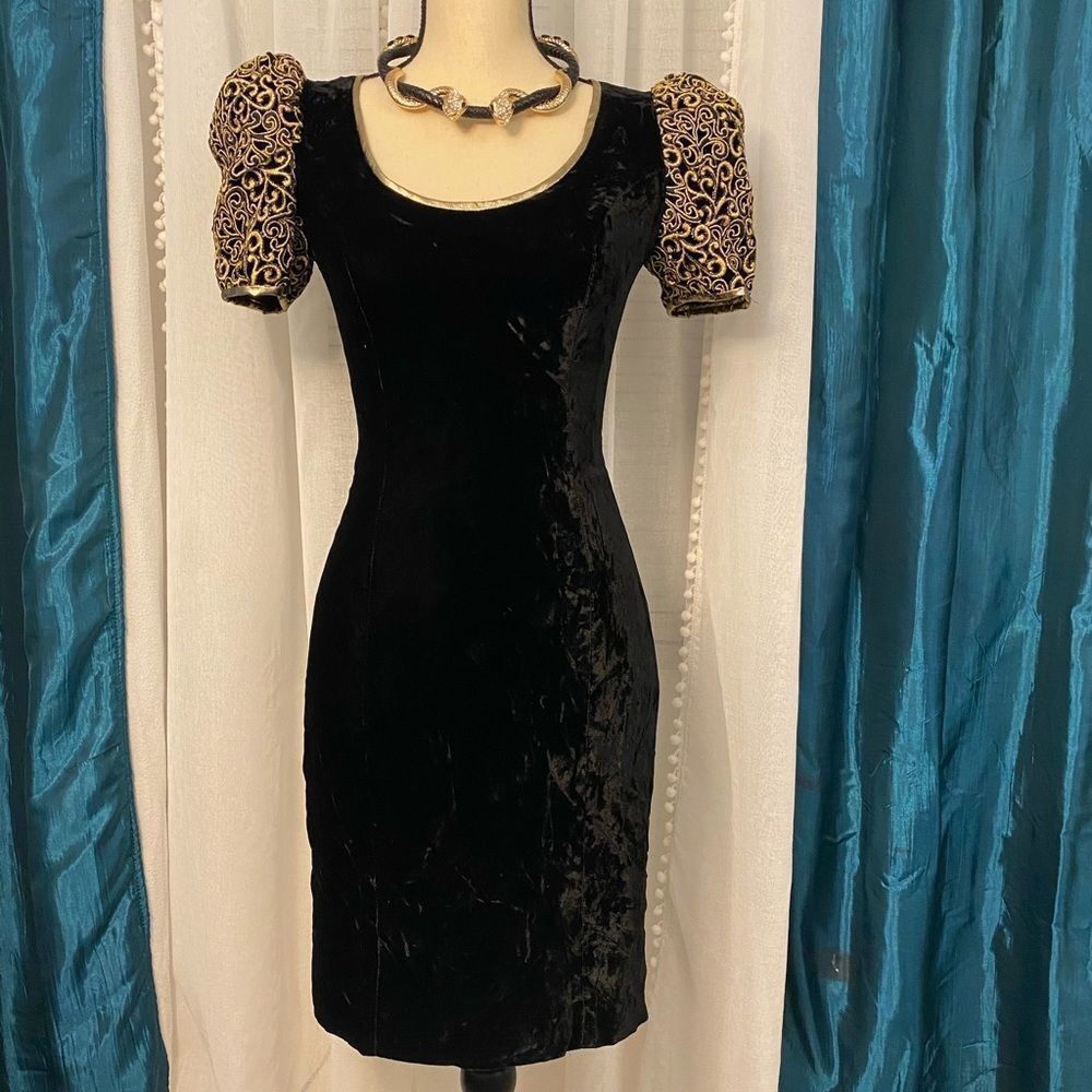 Tadashi Shoji Black Velvet Mini Dress